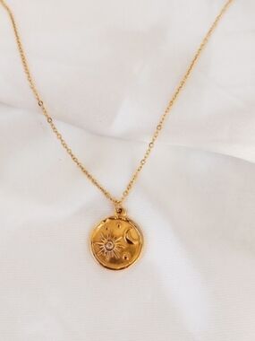 Gold Sun & Moon Medallion Necklace - Women Jewelry